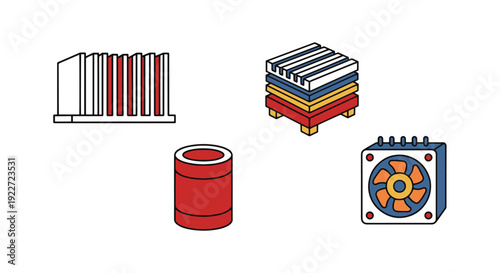 Heat Sink Line art minimal creative color vector