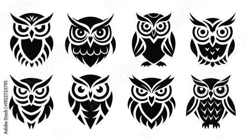 diverse tribal owl emblems showcase simple lines