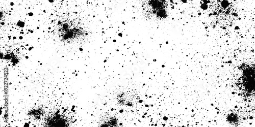 Black Distress Overlay Texture with Fine Grain Noise and Aged Cement Floor Background, Abstract Rough Surface Design on White Background.