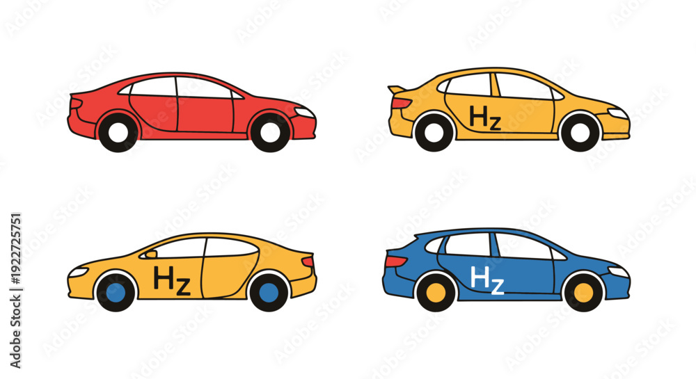 Fototapeta premium Hydrogen Car Line creative abstract concept vector