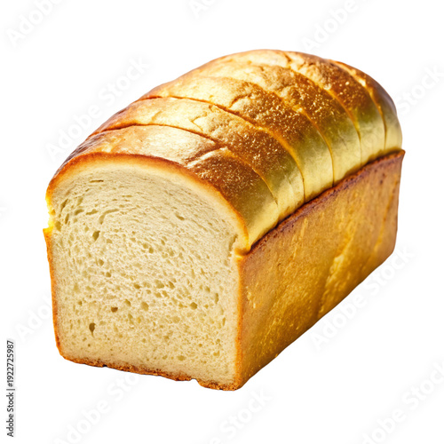 Freshly Sliced White Bread Loaf, Isolated for Easy Design Use