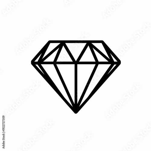 Elegant black outline diamond icon. Simple vector illustration of a precious gemstone or jewel symbol on a white background.