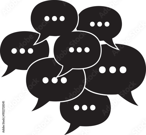 Black speech bubble icon set, 7 comments