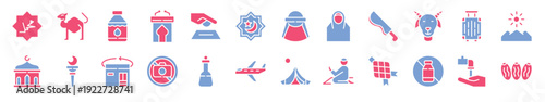 eid al adha flat two color icon set the collection