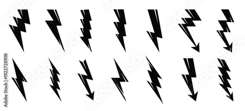  lightning bolts vector logo set concept of energy 