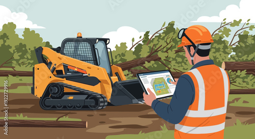 Construction worker operating heavy machinery on site.