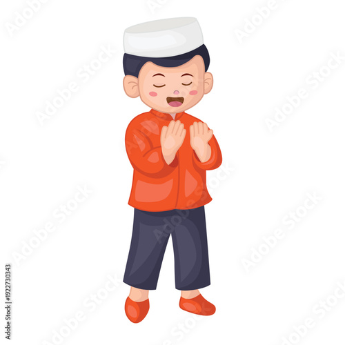 Indonesian Muslim boy praying