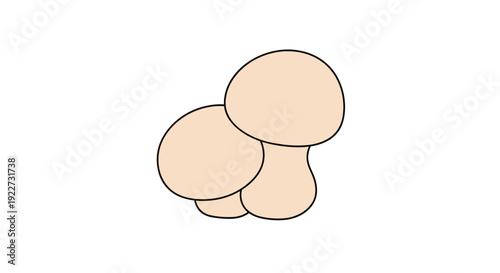 Simple illustration of two beige mushrooms isolated on a white background representing nature and woodland elements for clean graphic designs.
