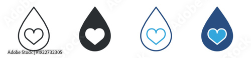 Heart in a Water Drop Icon. Love and Care for Water Conservation Symbol. Environmental Protection and Clean Water Concept, Vector Illustration.