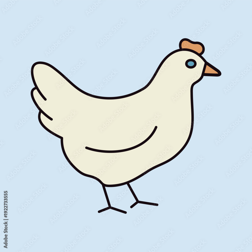 Fototapeta premium White Chicken Hen Minimal Line Icon