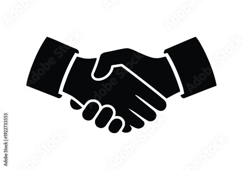 Handshake Logo Icon, flat vector illustration of hands shaking in silhouette and outline styles, transparent background, ideal for corporate branding, agreements, collaboration, apps, websites, and di
