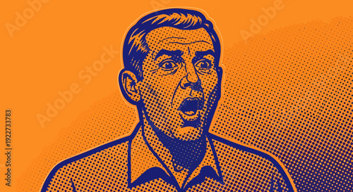 A surprised male figure expressing shock with an open mouth.