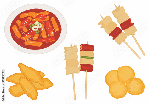 Flat Design Korean Street Food Illustration Delicious and Mouth Watering Food