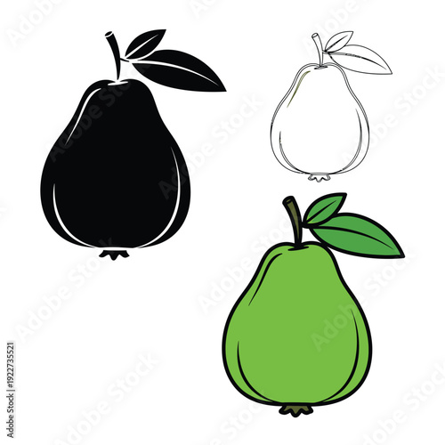 Set of pear fruit icon vector illustration flat design on transparent background