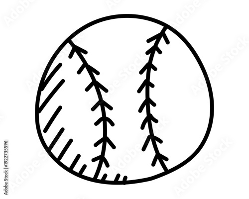 Hand-drawn vintage line art baseball. Editable stroke.
