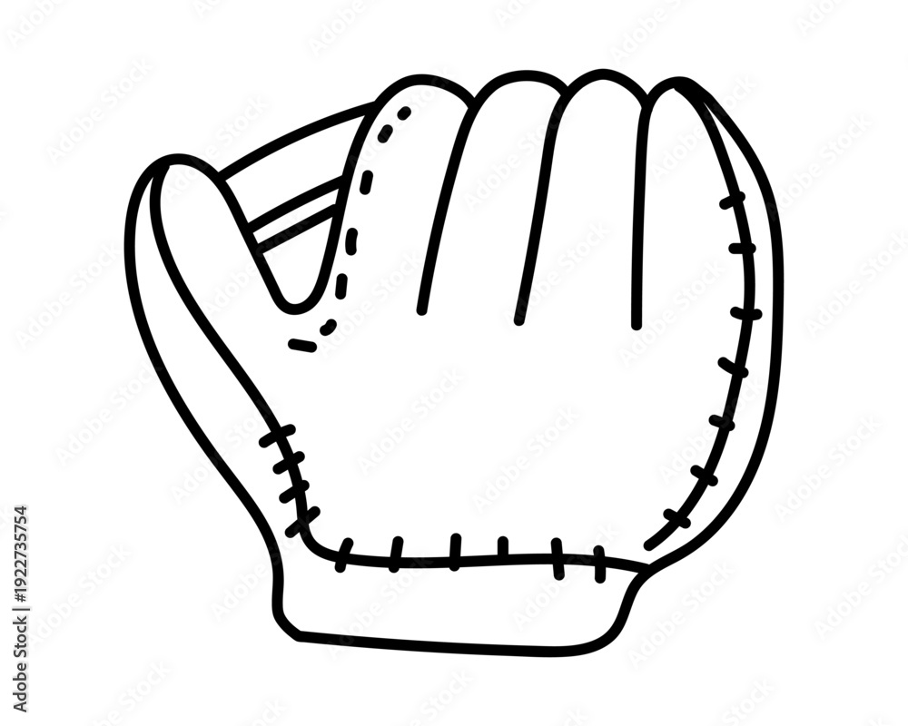 Obraz premium Hand-drawn vintage line art baseball glove baseball sport. Editable stroke.