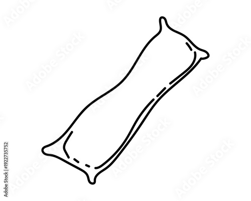 Hand-drawn vintage line art bolster pillow. Editable stroke.