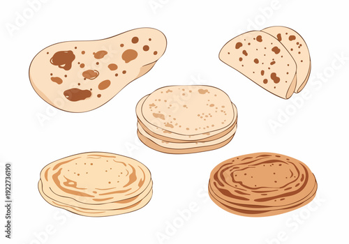 Illustration Set of Various Handdrawn Bread From Around the World