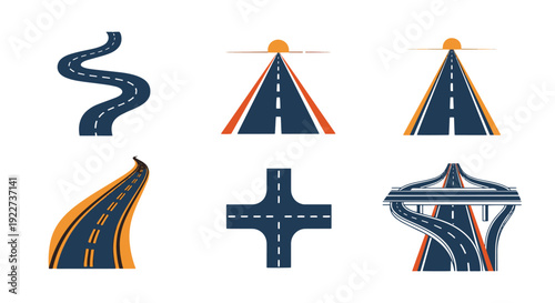 Highway Line art soft dynamic tone illustration