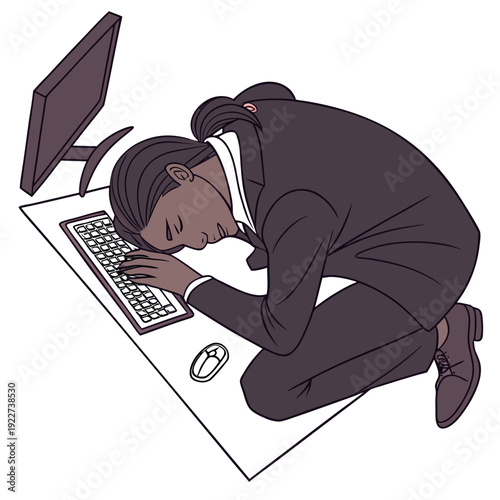 A woman is sleeping on a laptop computer