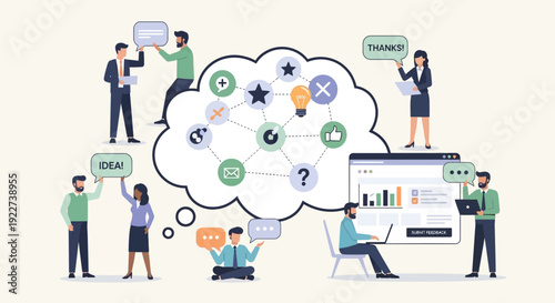 Business team brainstorming and discussing innovative ideas with data analysis.
