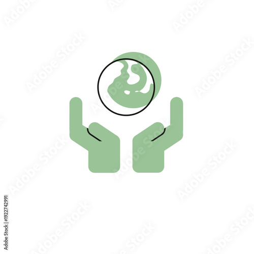 Earth care icon for environmental protection and sustainable living lifestyle concept.