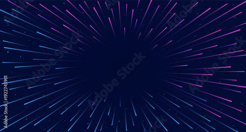 Glowing moving lines of light in a flash. Dynamic, bright, circular explosion of light rays.