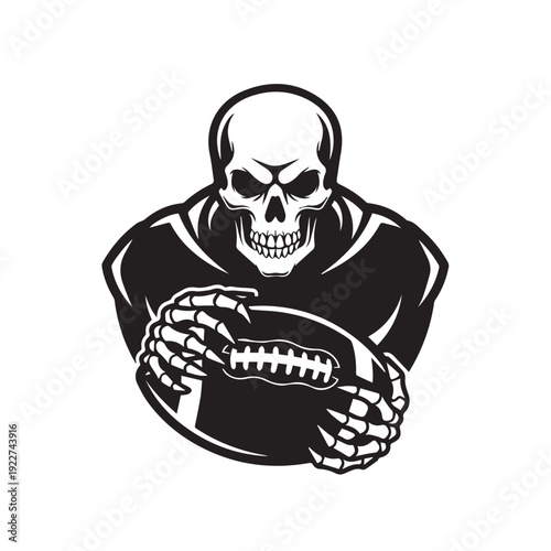 Zombie hand holding razor skull face horror cartoon vector illustration isolated on white background