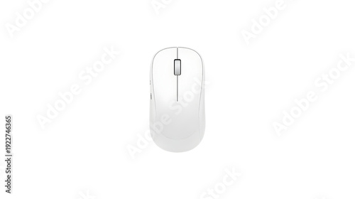 wireless computer mouse, modern white design, PNG, isolated on transparent background, ideal for design and marketing, top view, flat lay