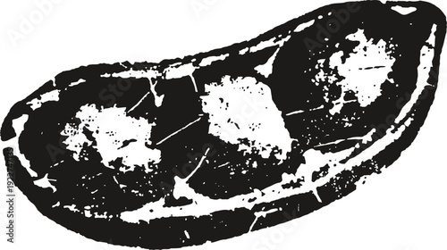 Vintage distressed half moon biscuit illustration retro cracked cookie isolated on white background