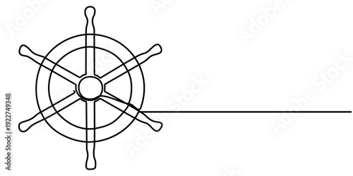 Ship steering continuous line drawing style. minimalist design, Ship steering  outline vector illustration. 