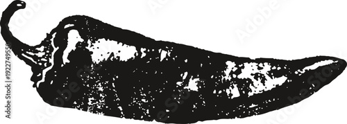 Black chili pepper illustration isolated on white background spicy vegetable drawing, bold taste seasoning concept