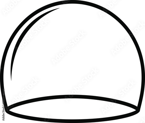 A simple line drawing of a hemisphere against a plain white background.