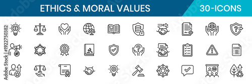 Ethics Moral Values Thin Line Icon Set Modern Corporate UI