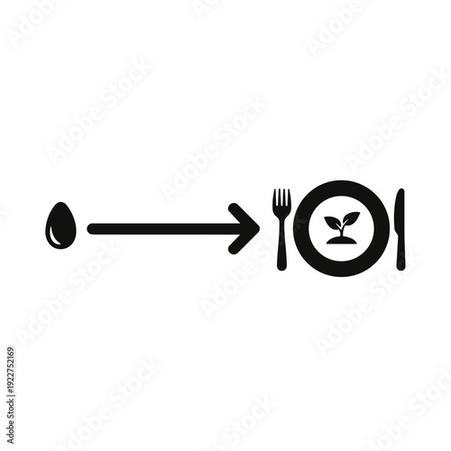 Seed to Table Farm-to-Fork Process Silhouette Vector - Sustainable Healthy Eating and Food Origin Graphic