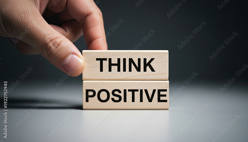 Fototapeta premium Inspirational wooden blocks with think positive message