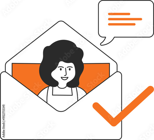 User Business Illustration Mail Envelope Approved Woman Report 