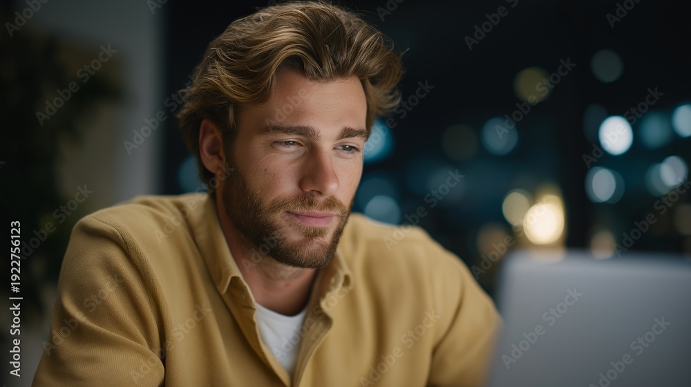 Obraz premium Engaging home office where a motivated entrepreneur works alongside a responsive ai assistant, showcasing enhanced workflow and creativity with innovative tech. Bright, energizing light, minimalist