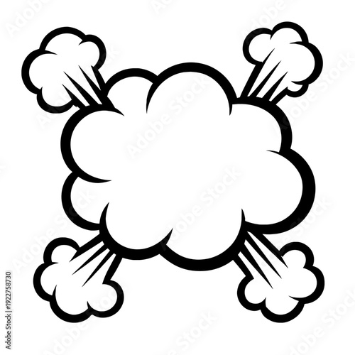 Comic Style Four-Way Smoke Burst Vector Illustration - Pop Art Explosion Cloud for Action, Impact, and Dynamic Motion Design