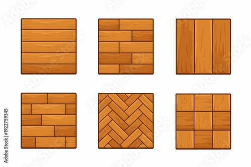 Wooden pile collection in cartoon style. Set of wooden pile with different texture