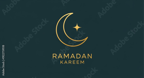 Ramadan Kareem crescent moon and star graphic design.