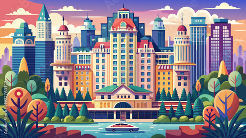 Very beautiful The Plaza Hotel in New York City stands elegantly beside Central Park, showcasing historic architecture, crystal chandeliers, and timeless luxury hospitality in Manhattan, New York, USA