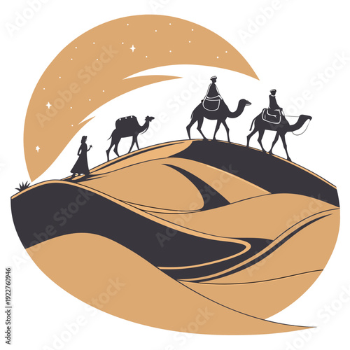 Three wise men travel through the desert