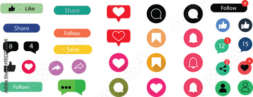 instagram notification icon set including symbols of home like comment search user repost red speech bubble share and save