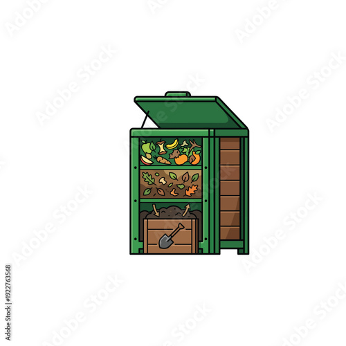Compost-Bin-Organic-Waste-Flat-Vector