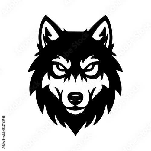 Fierce Wolf Head Logo Vector – Minimalist Black and White Animal Mascot Design