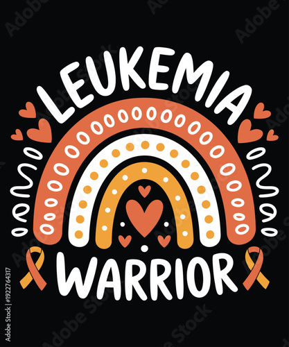 Leukemia awareness warrior rainbow heart support vector illustration