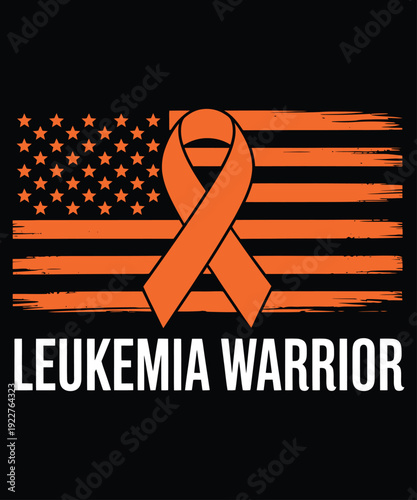 Leukemia warrior awareness ribbon on American flag vector illustration