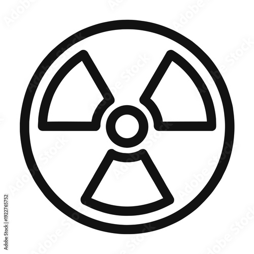 Modern Outline Radiation Warning Symbol Vector - Minimalist Radioactive Hazard Icon - Professional Nuclear Safety and Science Graphic - Black and White Line Art