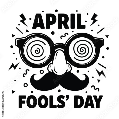 April Fools' Day Disguise Glasses and Mustache Gag Illustration